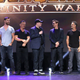 Kevin Feige (center) with a few faces you may recognize taken at D23 Expo in 2017.